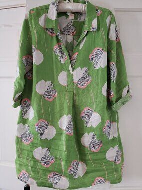 Colorful 100% linen print tunic